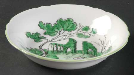 Castle Green (Green Trim) Fruit/Dessert (Sauce) Bowl