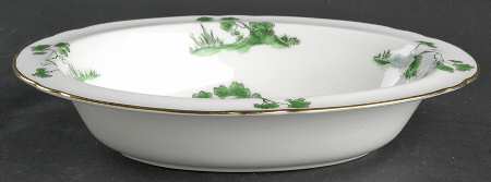 Castle Green (Gold Trim) 9" Oval Vegetable Bowl