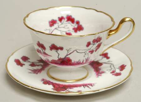 Castle Pink (Gold Trim) Footed Cup & Saucer Set