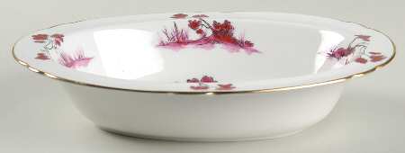 Castle Pink (Gold Trim) 9" Oval Vegetable Bowl