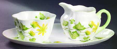 Celandine Mini Creamer & Open Sugar with Tray