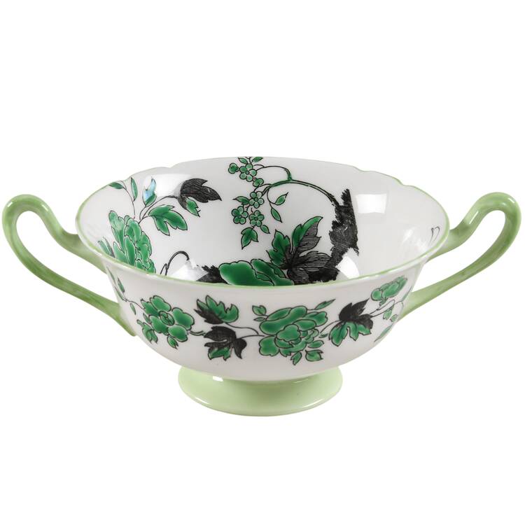 Chippendale Green Footed Cream Soup Bowl