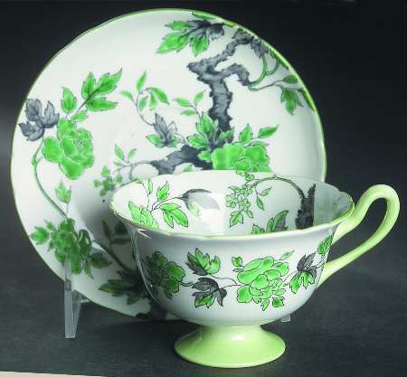 Chippendale Green Footed Cup & Saucer Set