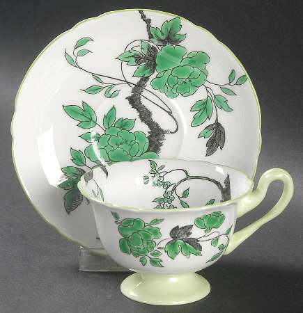 Chippendale Green Footed Demitasse Cup & Saucer Set