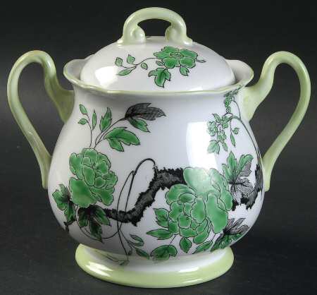Chippendale Green Sugar Bowl & Lid