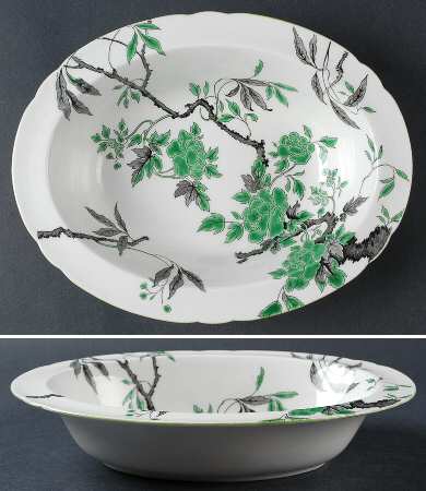 Chippendale Green 9" Oval Vegetable Bowl