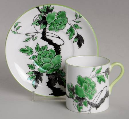 Chippendale Green Flat Demitasse Cup & Saucer Set
