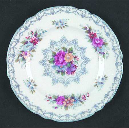 Crochet (Blue Trim) Small Bread & Butter Plate