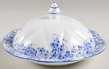 Dainty Blue Muffin Dish & Lid