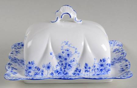 Dainty Blue Rectangular Covered Butter