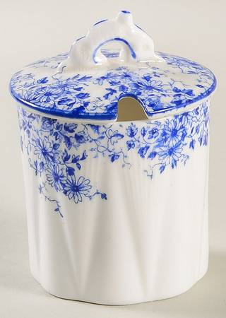 Dainty Blue Mustard Jar & Lid