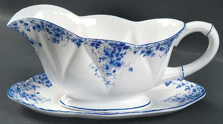 Dainty Blue Gravy Boat & Underplate