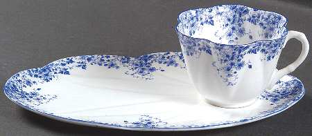 Dainty Blue Snack Plate & Cup Set