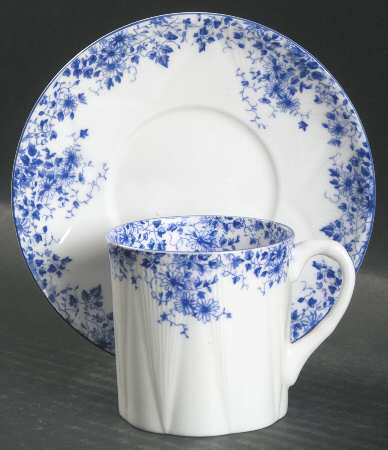 Dainty Blue Flat Demitasse Cup & Saucer Set