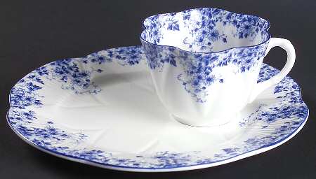 Dainty Blue Snack Plate & Cup Set