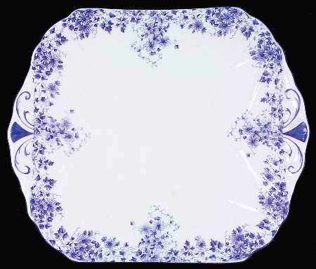 Dainty Blue Square Handled Cake Plate