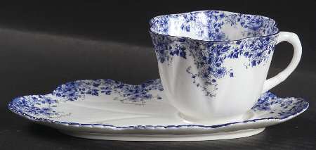 Dainty Blue Snack Plate & Cup Set