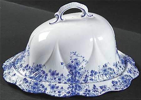 Dainty Blue Cheese Dish with Lid (Wedge)