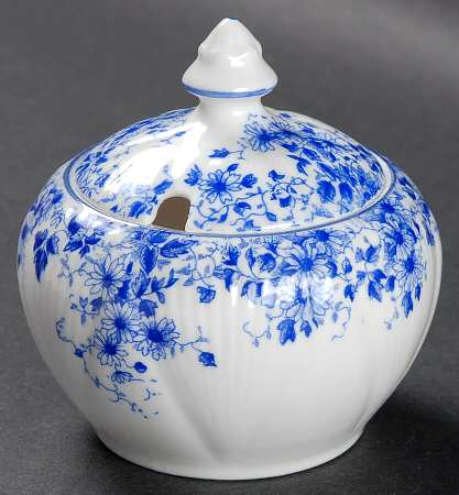 Dainty Blue Mustard Jar & Lid
