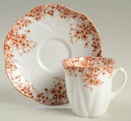 Dainty Brown Flat Demitasse Cup & Saucer Set