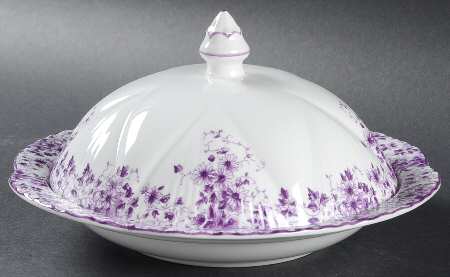 Dainty Mauve Muffin Dish & Lid