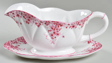 Dainty Pink Gravy Boat & Underplate
