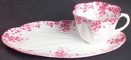 Dainty Pink Snack Plate & Cup Set