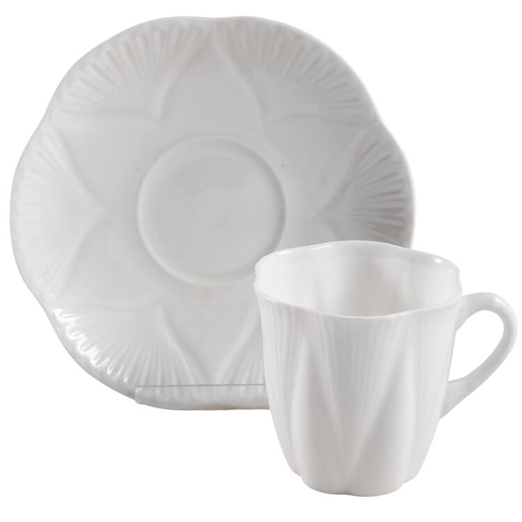 Dainty White (No Trim) Flat Demitasse Cup & Saucer Set
