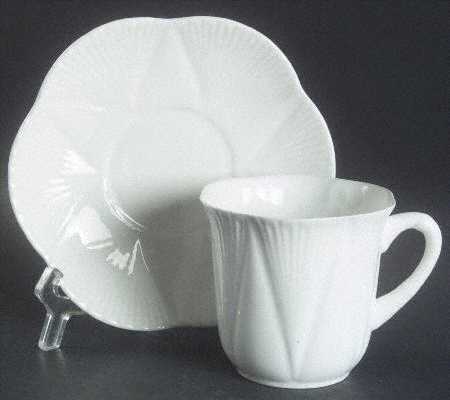 Dainty White (No Trim) Flat Cup & Saucer Set