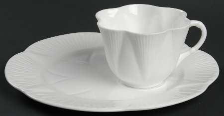 Dainty White (No Trim) Snack Plate & Cup Set