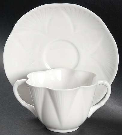 Dainty White (No Trim) Flat Bouillon Cup & Saucer