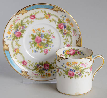 Dubarry Blue Flat Demitasse Cup & Saucer Set by Shelley