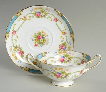 Dubarry Blue Footed Cream Soup Bowl & Saucer Set