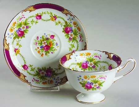 Dubarry Maroon Footed Cup & Saucer Set