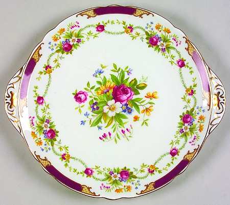 Dubarry Maroon Handled Cake Plate