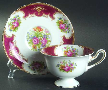 Duchess Red Footed Cup & Saucer Set