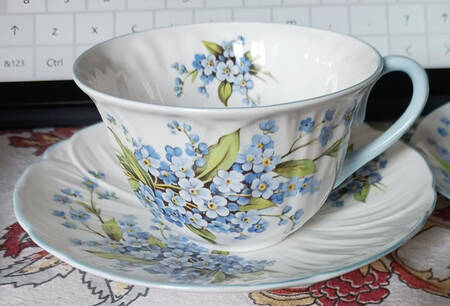 Forget Me Not Flat Cup & Saucer Set