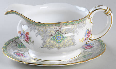 Georgian Green Gravy Boat & Underplate by Shelley