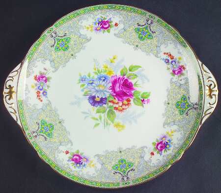 Georgian Green Handled Cake Plate