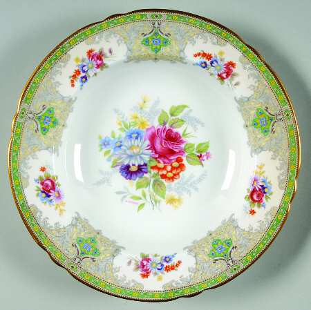 Georgian Green Large Rim Soup Bowl