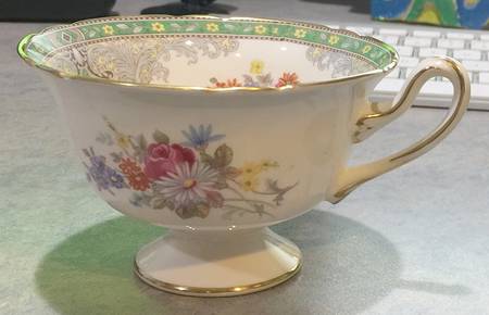 Georgian Green Footed Cup & Saucer Set