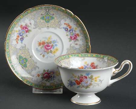 Georgian Green Footed Cup & Saucer Set