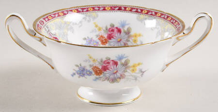 Georgian Red Footed Cream Soup Bowl