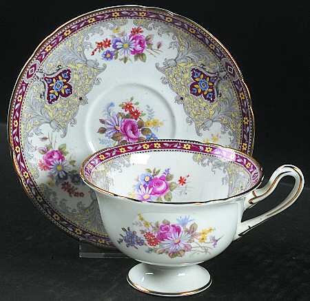 Georgian Red Footed Cup & Saucer Set