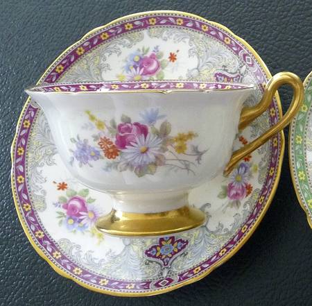 Georgian Red Footed Cup & Saucer Set