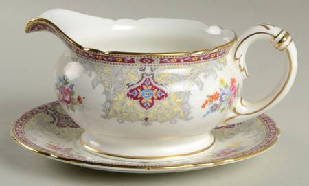 Georgian Red Gravy Boat & Underplate