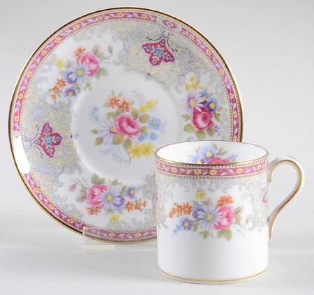 Georgian Red Flat Demitasse Cup & Saucer Set