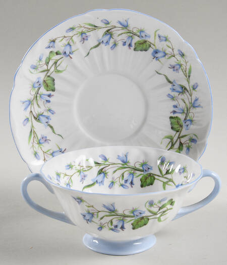 Harebell (Oleander) Footed Cream Soup Bowl & Saucer Set