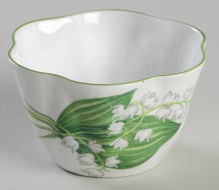 Lily of The Valley (Green Trim, Dainty Shape) Individual Open Sugar Bowl