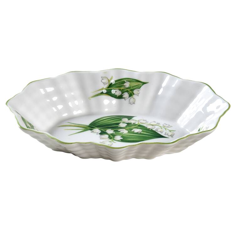 Lily of The Valley (Green Trim, Dainty Shape) Sweet Meat Dish